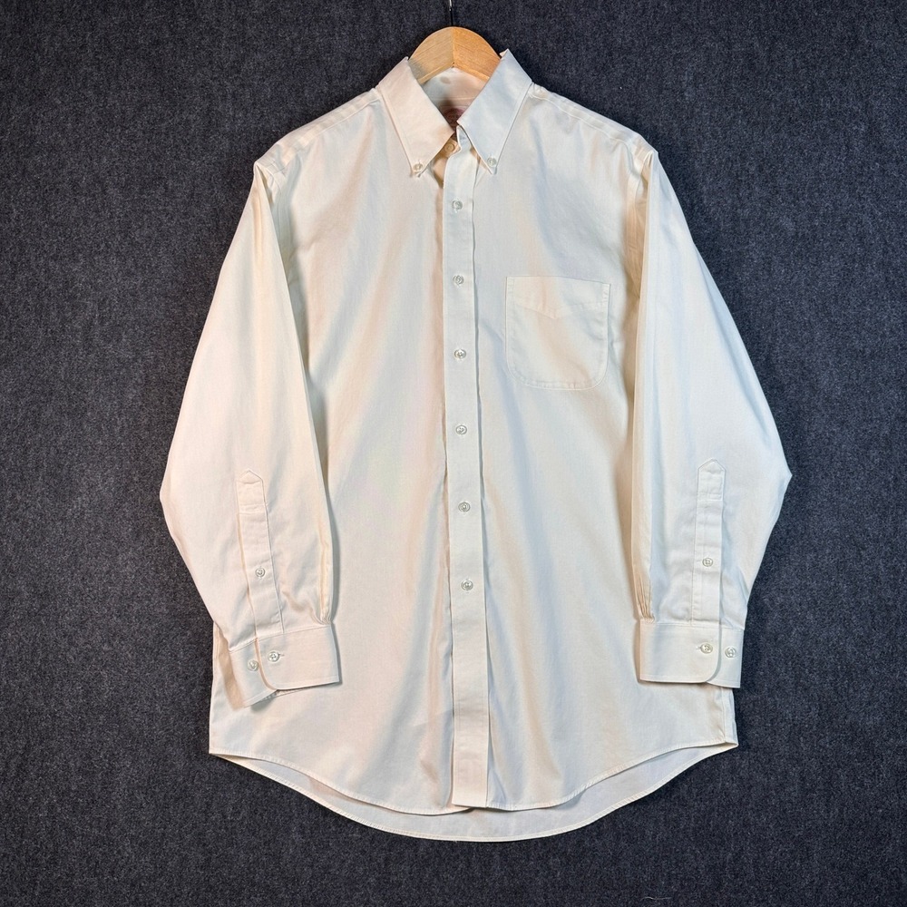 Brooks Brothers 346 Mens 15.5 2/3 Regular Fit Non-Iron Cotton Shirt Light Yellow